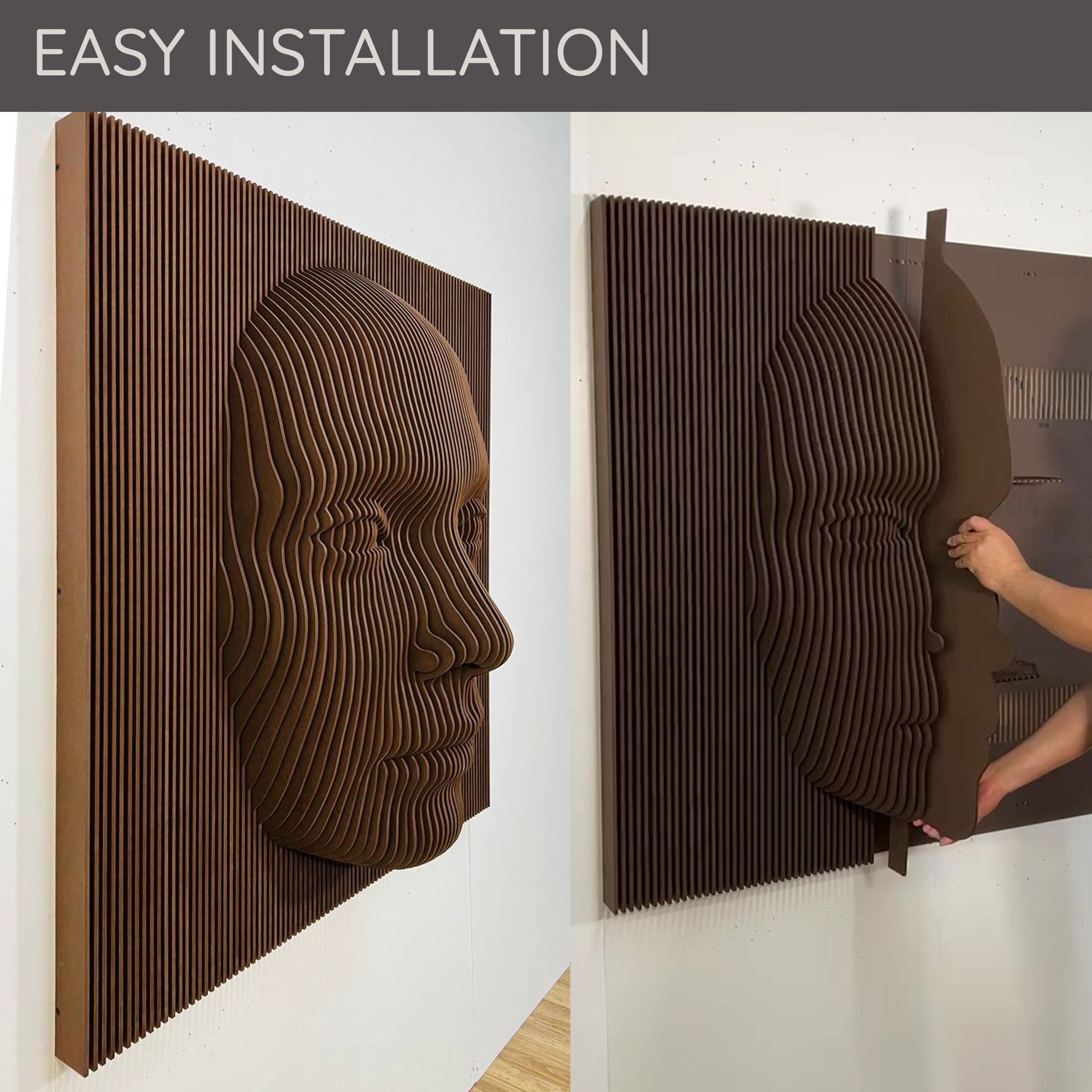 3D Parametric Human Face Wall Sculpture (1/4"Thick)  3D Wall Art.